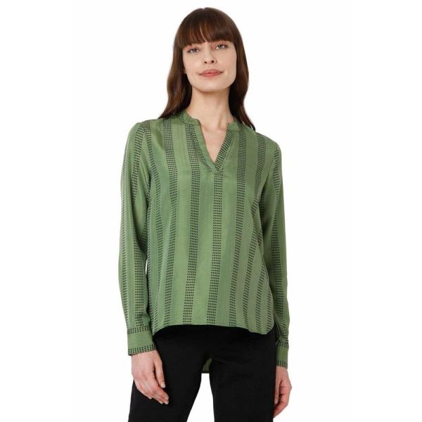 VERO MODA Printed Polyester V Neck Womens Top (S22VM10273678-P)